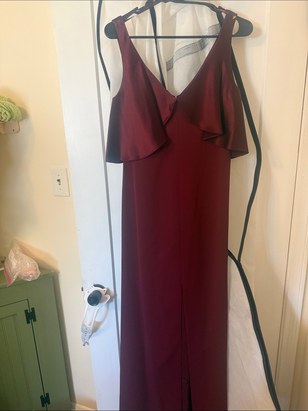 Jill Jill Stuart Satin/Crepe Popover Oxblood Red Gown